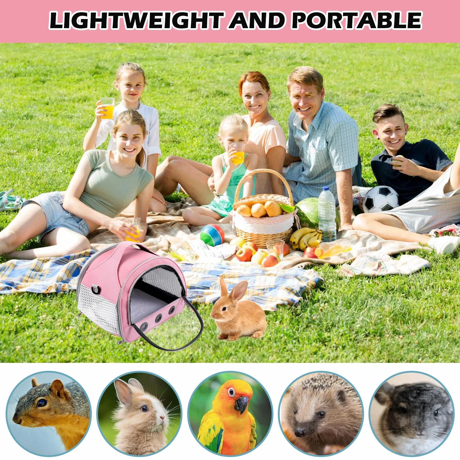 Sac de Transport pour Petits Animaux, Sac Voyage Chat Pliable, Cage Transport Lapin, pour Oiseaux Chatons Chiots Hamsters
