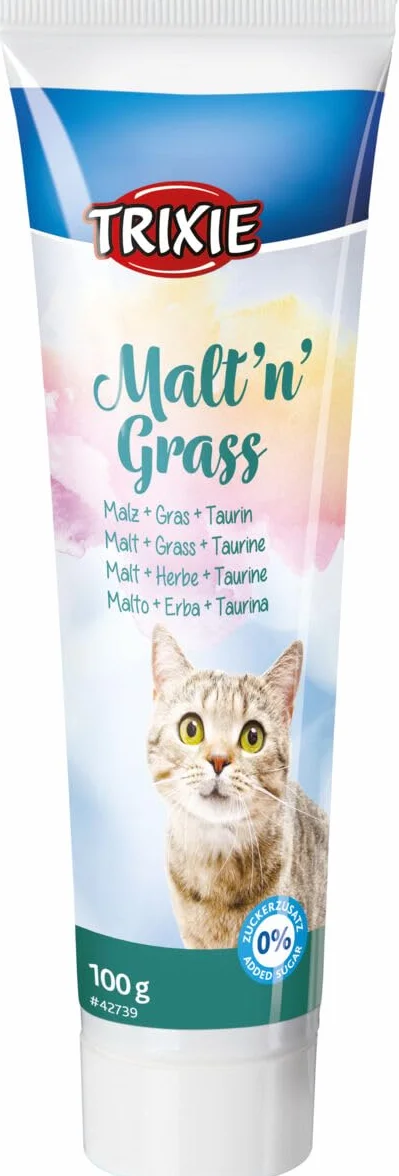 Trixie Malt’n’Grass Anti-Hairball 2 x 100 g Aliment complémentaire pour Chats Favorise la Digestion