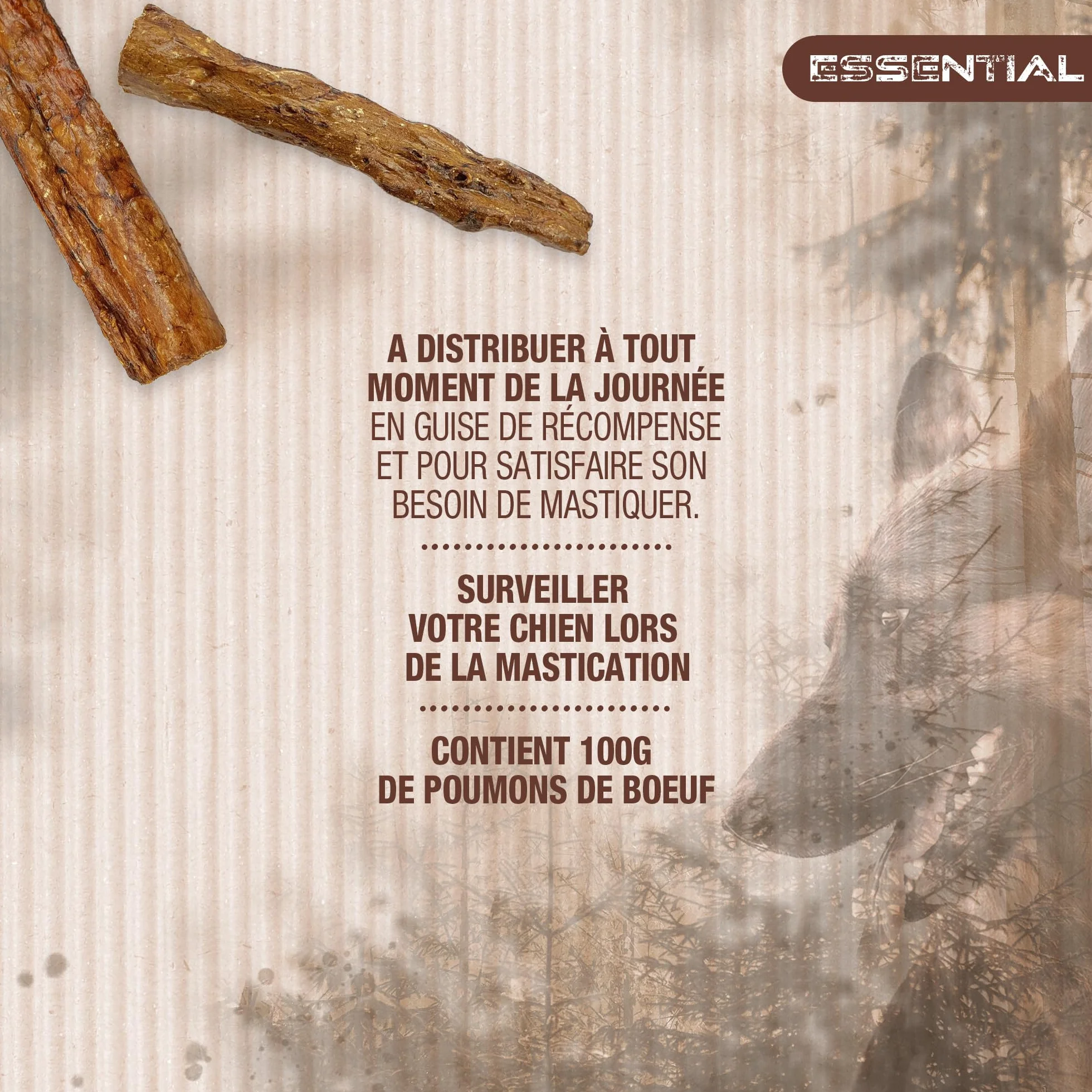 Riga Essential Poumons De Bœuf Séchés Friandises Chien 100% Naturel 100 g