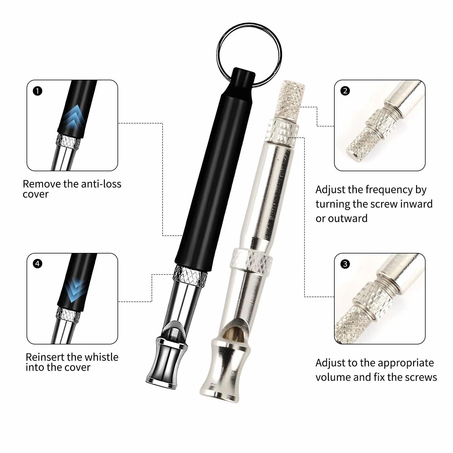 Sifflet de Rappel pour Chien Ultrason Silencieux Réglable 2 Pièces