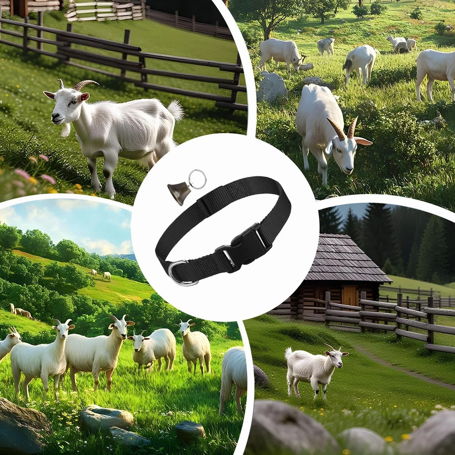 Collier de chèvre - Colliers de Mouton réglables | Anti Perdu la Cloche de pâturage pour Vache pour Animaux de chèvre