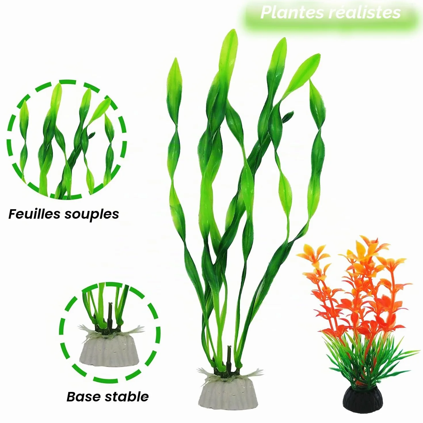 SLOCME Lot de 25 plantes artificielles colorées pour aquarium - Décorations en plastique avec fond lesté