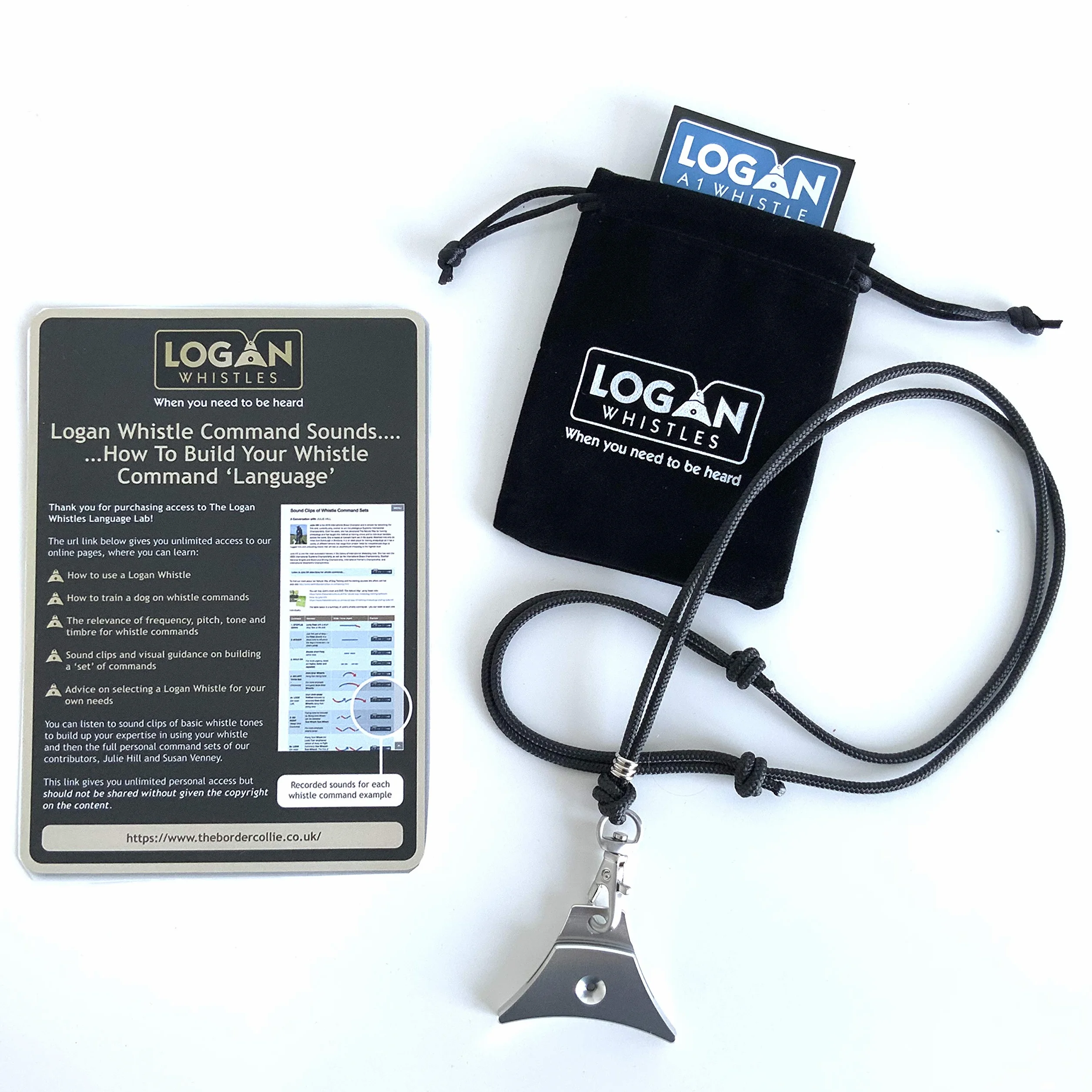Logan Whistles Starter Pack A1 Sifflet avec cordon et guide sonore