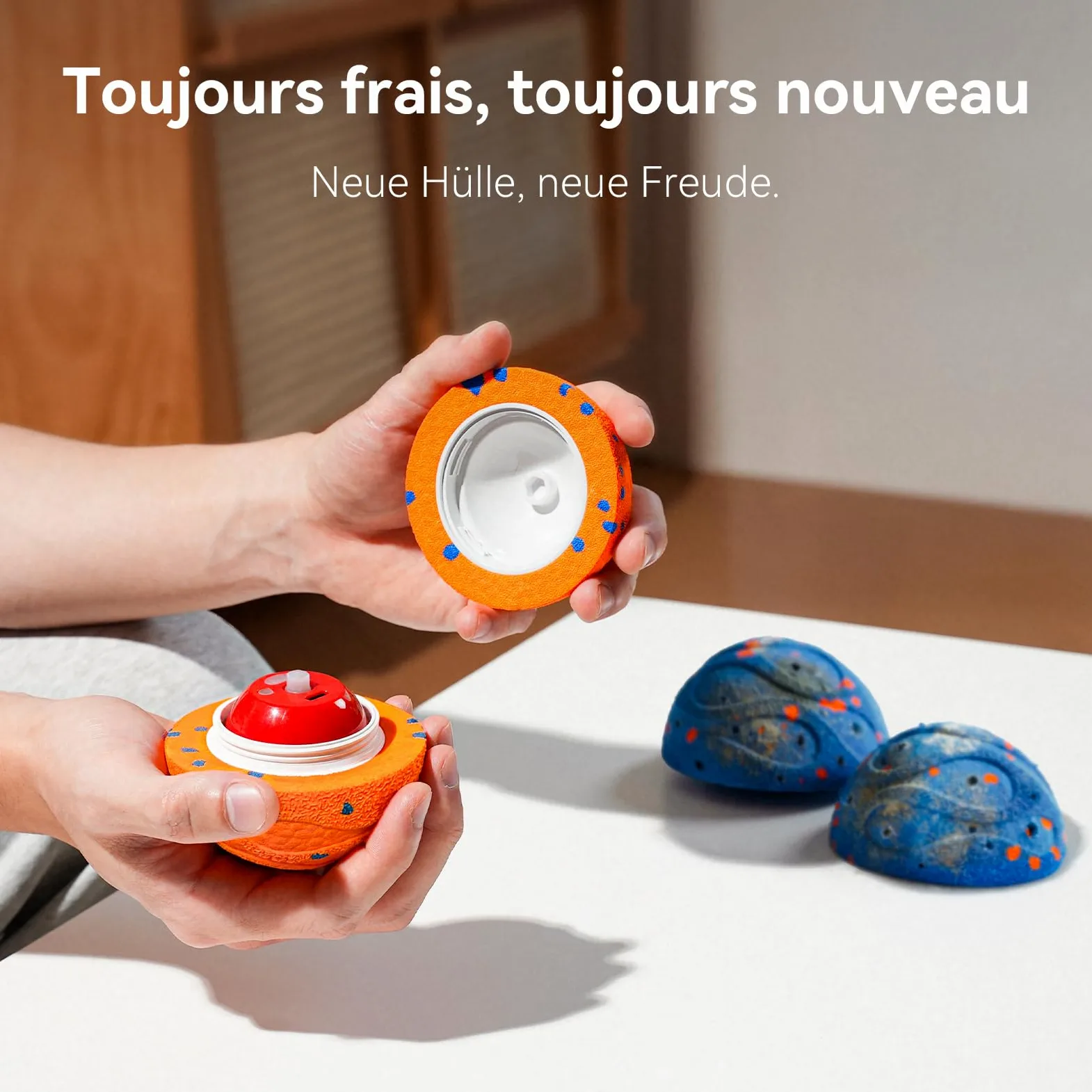 Cheerble Wicked Ball Air Neo – Le Ballon interactif Qui Calme Votre Chien avec Mode apaisant imitant Les battements de cœur, Auto-Rotatif, E-TPU, IPX7 étanche, pour Petites et Grandes Races, Orange