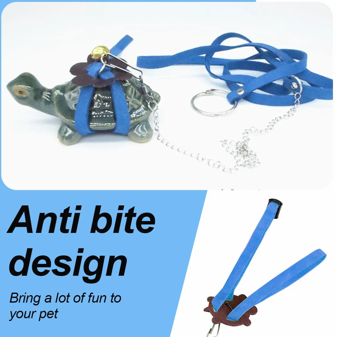 Harnais et Laisse avec Cloche pour Petits Animaux et Cochons d'Inde - Bleu, Taille L