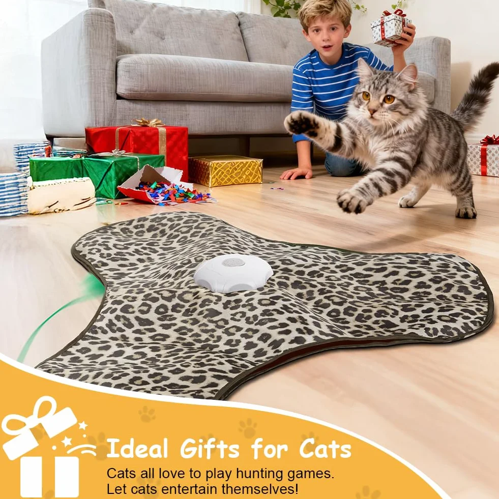 AUYAO Jouet Interactif pour Chat avec Plumes et Bruit de Souris, Rechargeable Silencieux Automatique