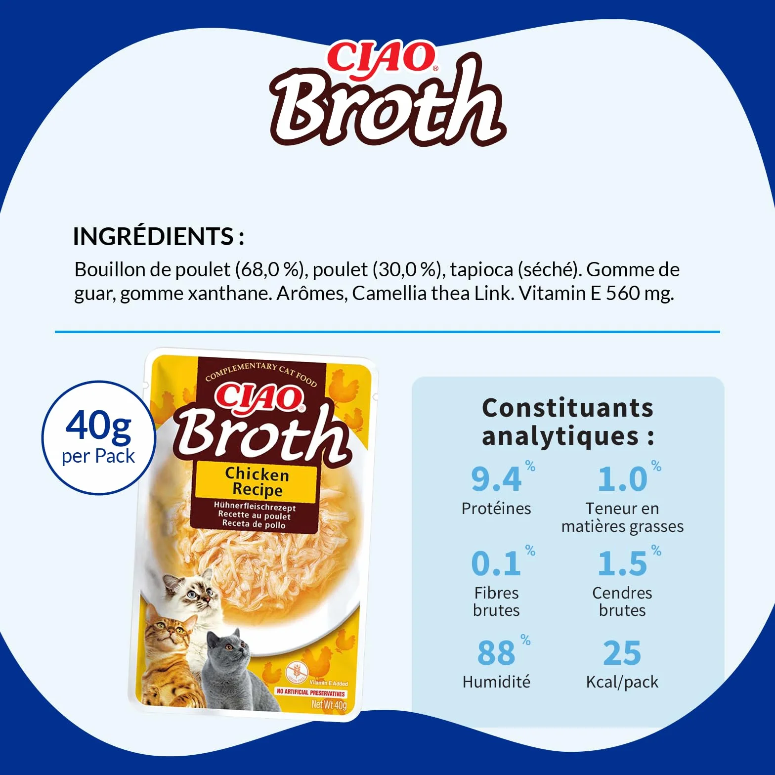 INABA Ciao Broth Poulet Friandise pour Chat Humide Sauce 1 x 40g