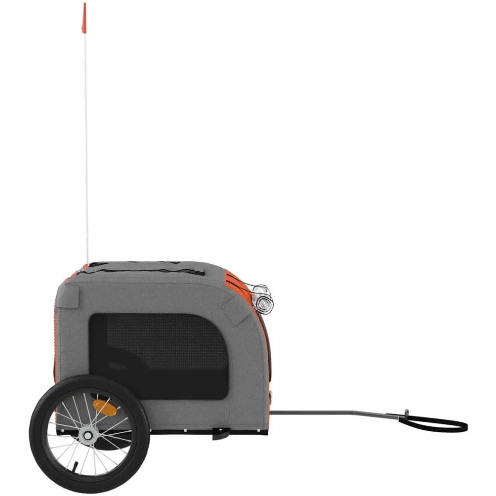 Remorque de Vélo pour Chien, Chariot Transport pour Animaux de Compagnie Orange et Gris 125x64x66 cm