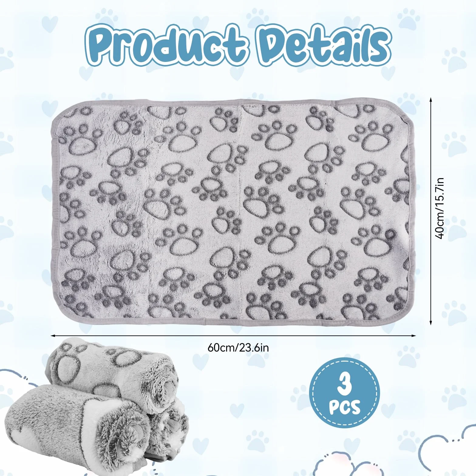 Plaid pour Chat en Flanelle 60×40cm Couverture Douce Lavable pour Chien et Chat