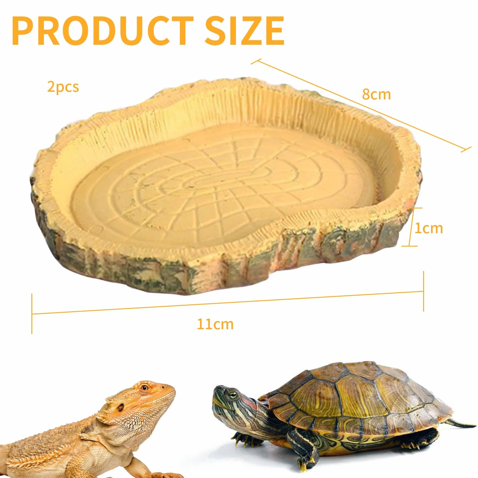 Lithyc 2 pièces Bols à Eau pour Reptiles - Abreuvoir Tortue Terrestre - Nourriture Bol Reptiles en Feuilles