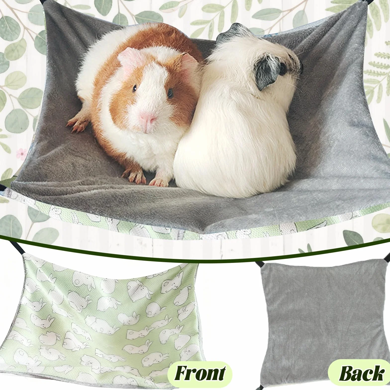 Maison cochon d'inde, Hamac Lit Hamac pour Animaux de Compagnie À Double Couche Chinchilla Furet pour cage de petit animal de compagnie, pour Chinchilla,Hérisson,Cobayes (Glace Soie, lapin vert)