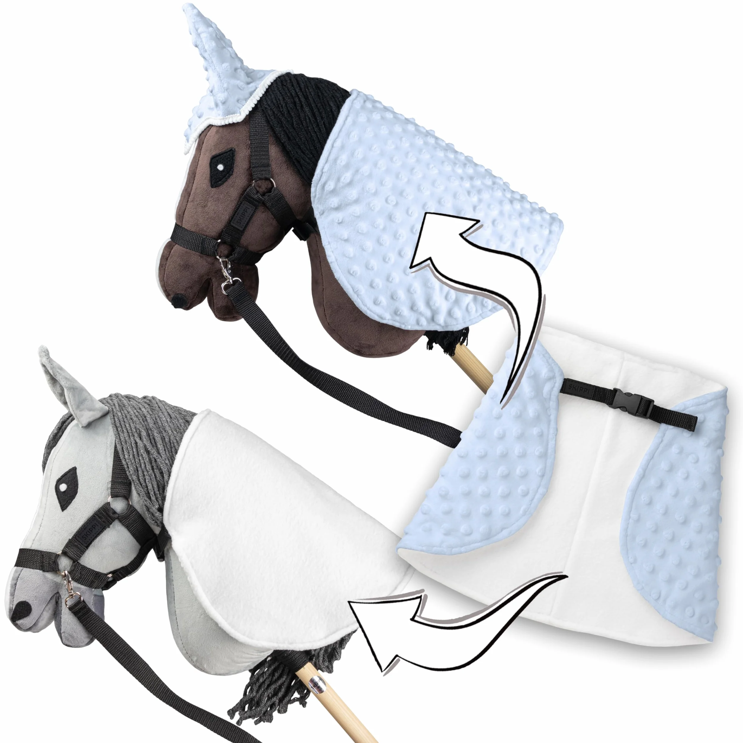 SKIPPI Couverture et Bonnet pour Hobby Horse - Bleu, Hobby Horse Accessoire