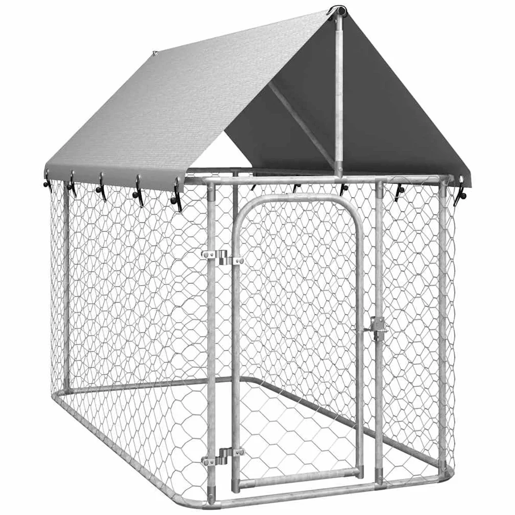 Chenil Extérieur avec Toit pour Chien, Cage Métal 200x100x150 cm