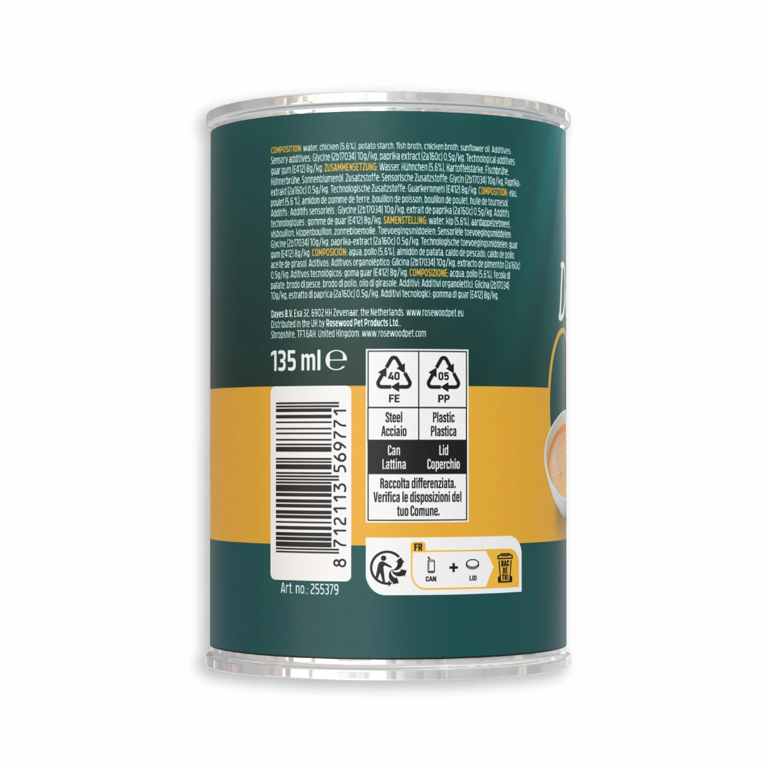 Rosewood Deli Soup Poulet Friandise au Bouillon pour Chat avec Morceaux de Poulet Tendre 135 ML