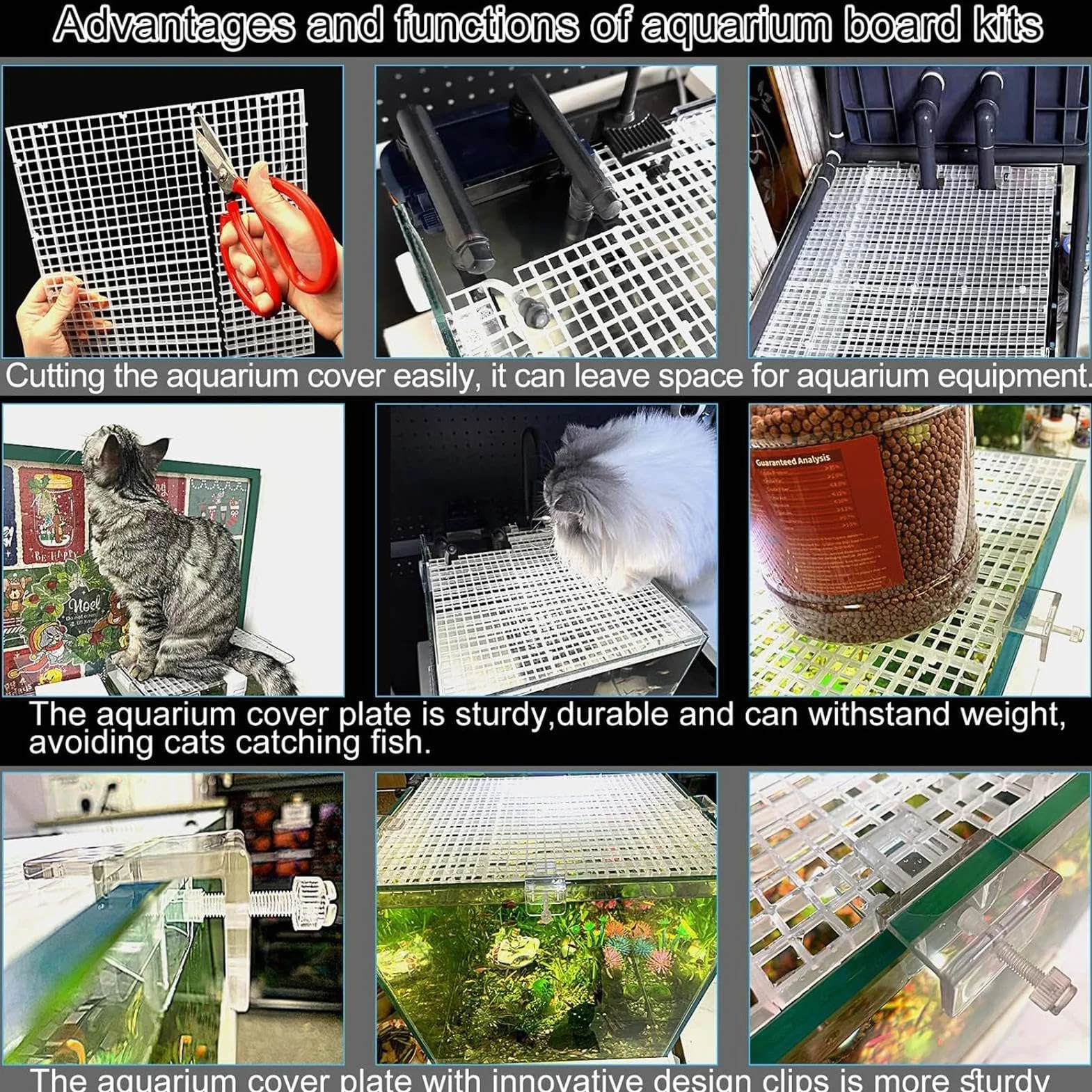 Couvercle d'aquarium 30 x 30 cm 4 panneaux de grille filtrante anti-saut pour terrarium tortue