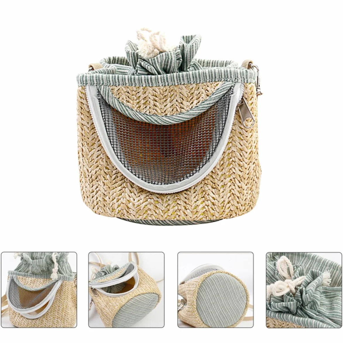 Garneck Transport Paquet pour Petits Animaux avec Fermeture Éclair en Paille Flanelle et Maille