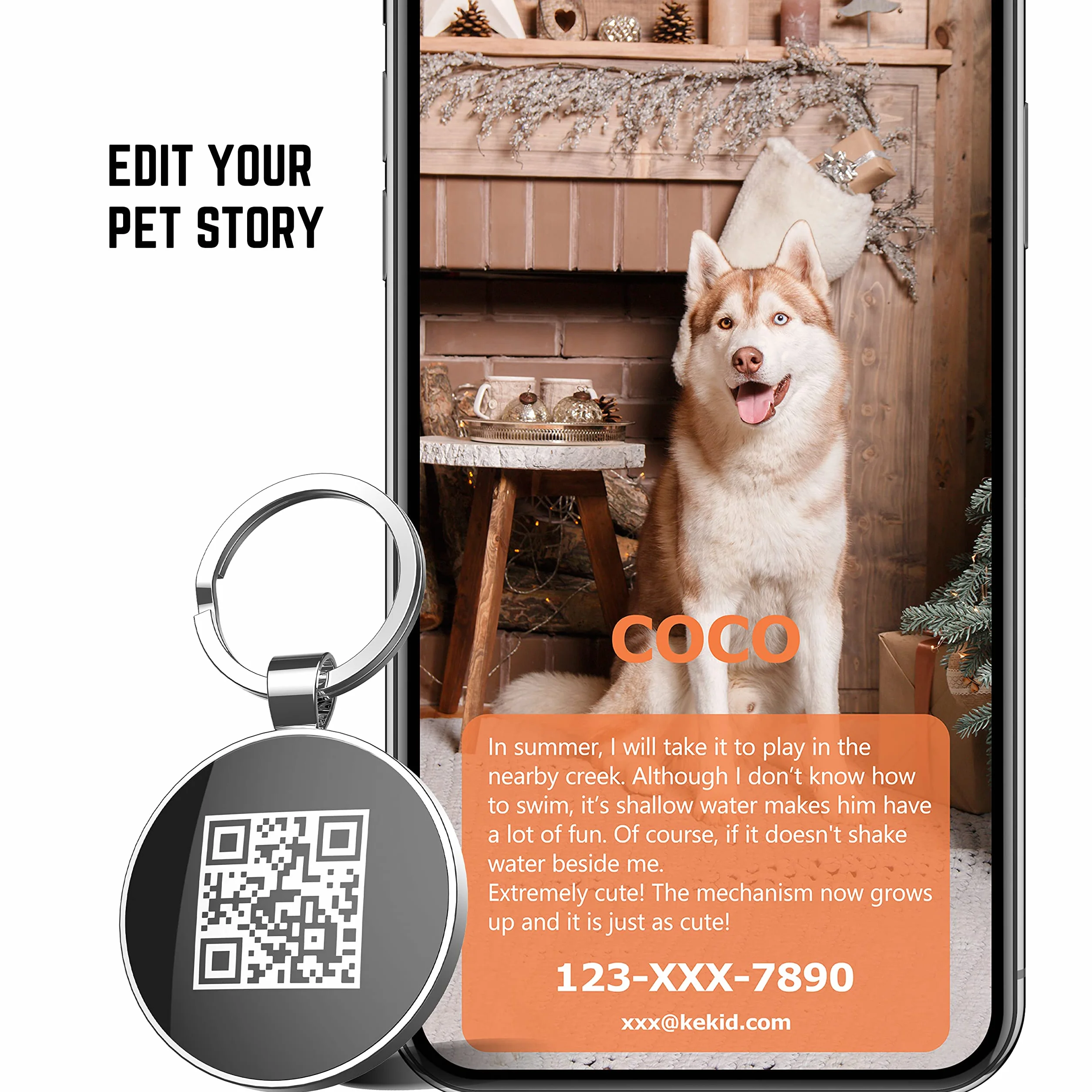 Medaille pour Chien Personnalisé avec Code QR,32mm 2 Faces pour Chat Chien Collier,plus Facile à Lire Que GravéE - En Ligne | Modifiable | Colourful(Tour)