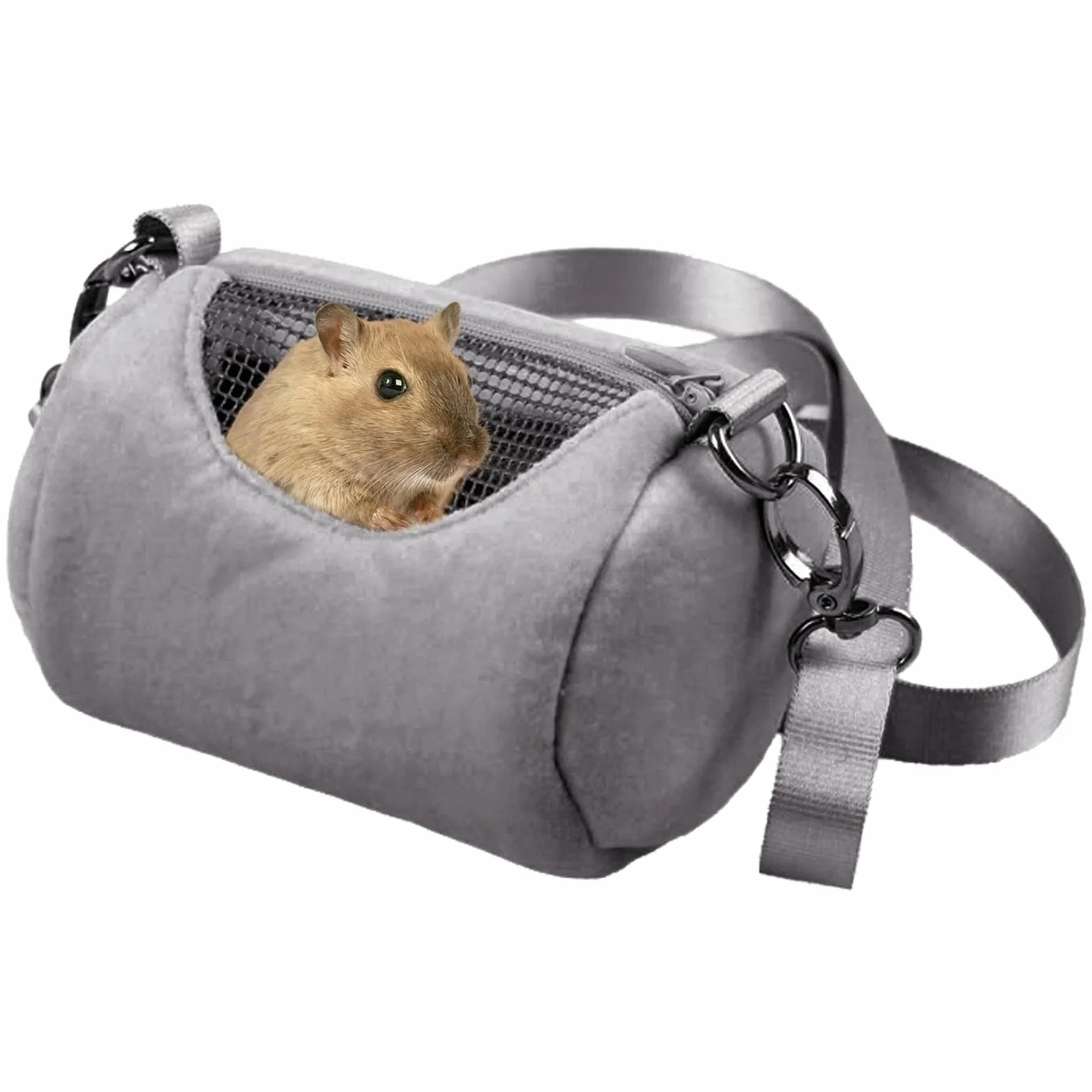 Sac de Transport pour Hamster 11 cm Velours Respirant Bandoulière Réglable