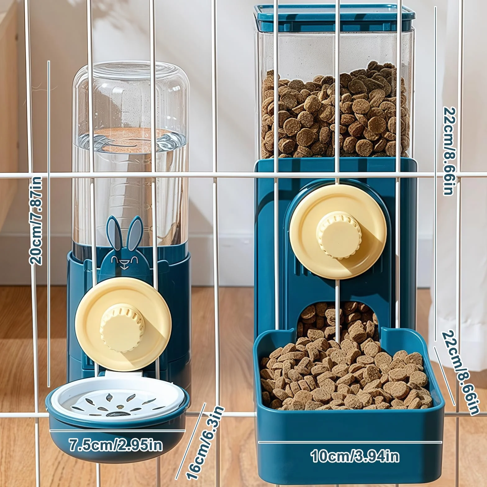 Cage suspendu avec fontaine pour animaux de compagnie cochons d'Inde distributeur automatique de nourriture chats lapins chiens