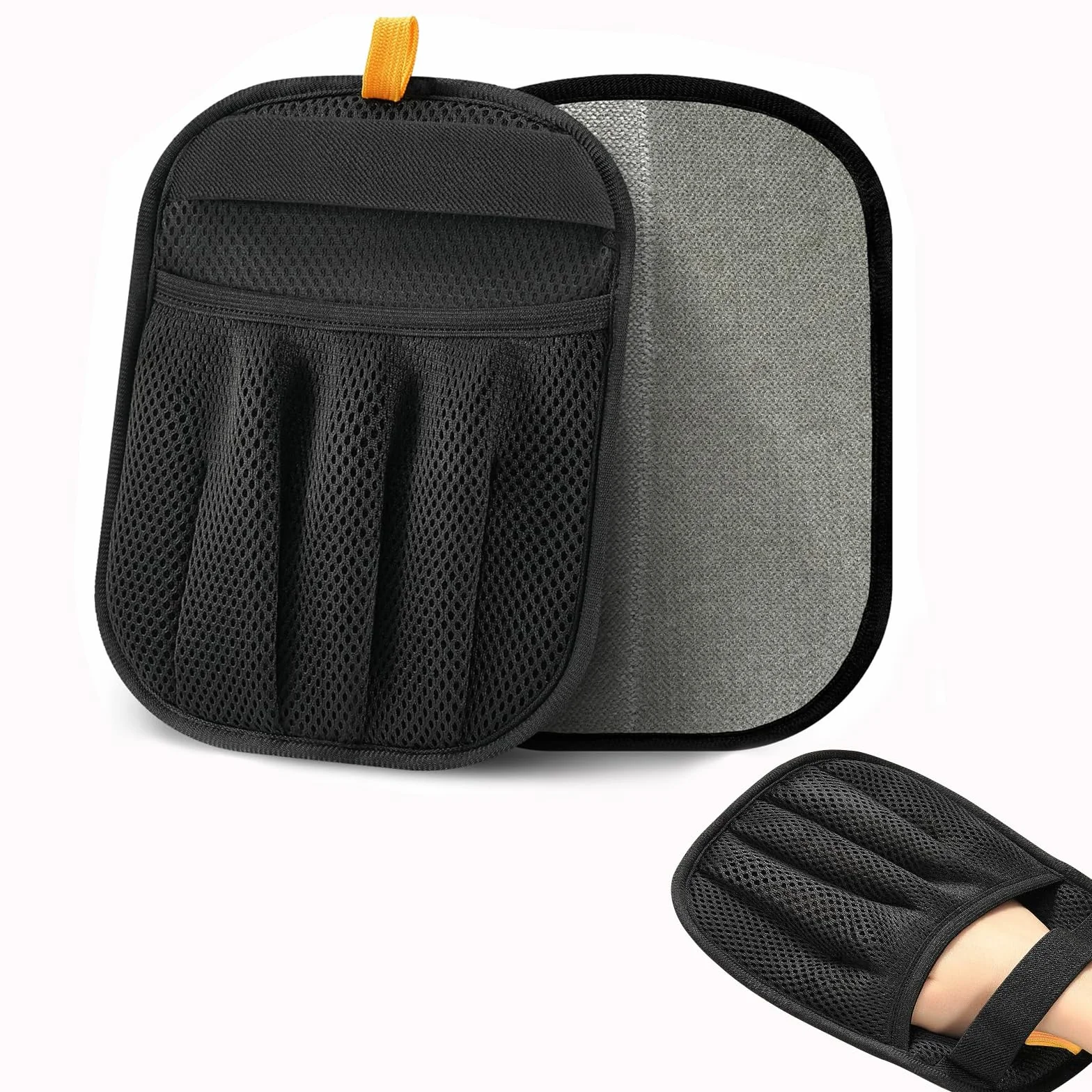 Gant Anti Poils Animaux Double Face Brosse pour Lavage Démêlage Toilettage 24cmx18cm Noir