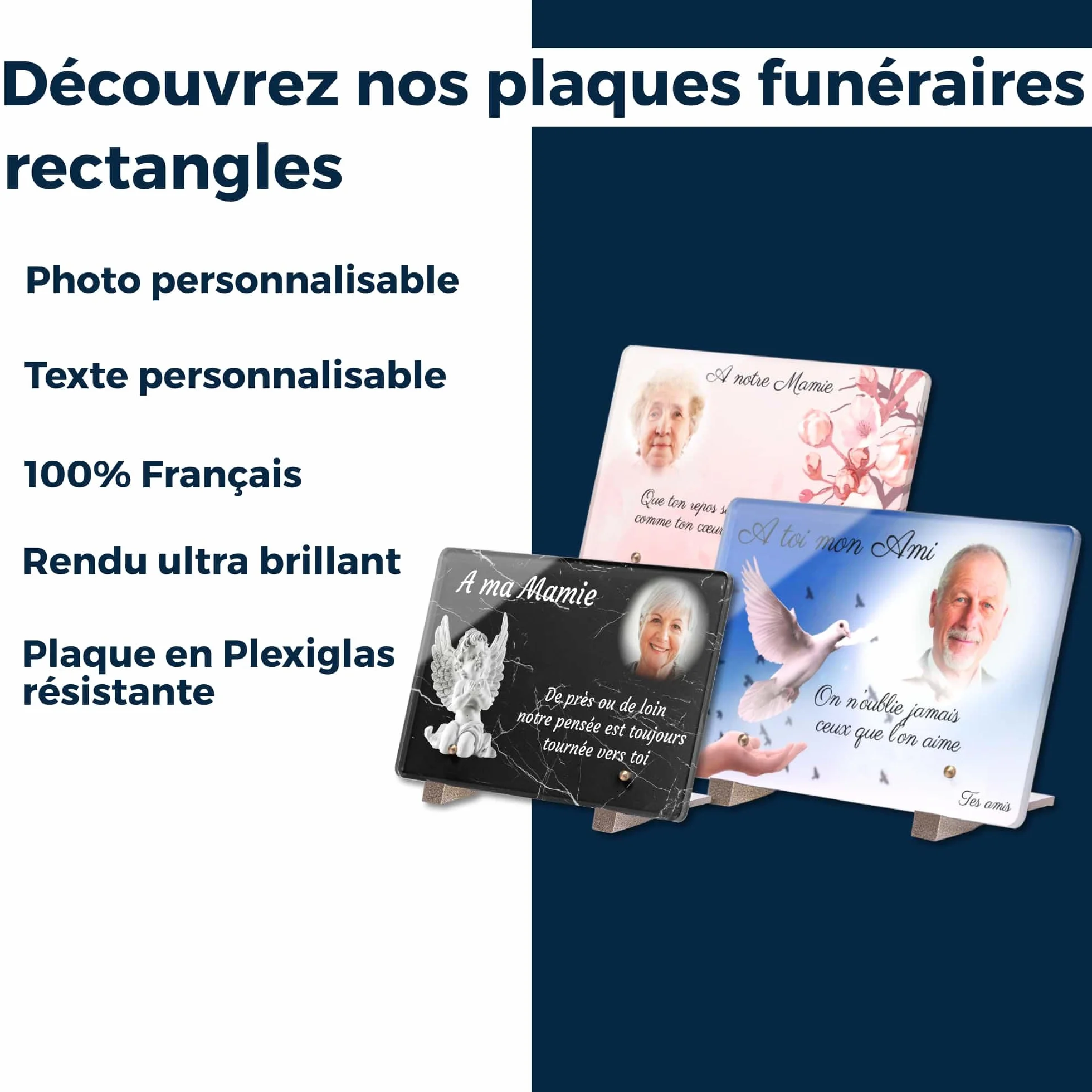 Plaque Funéraire Personnalisable avec Photo Effet Marbre 22,5x15 cm Résistante aux Intempéries Traitée Anti UV