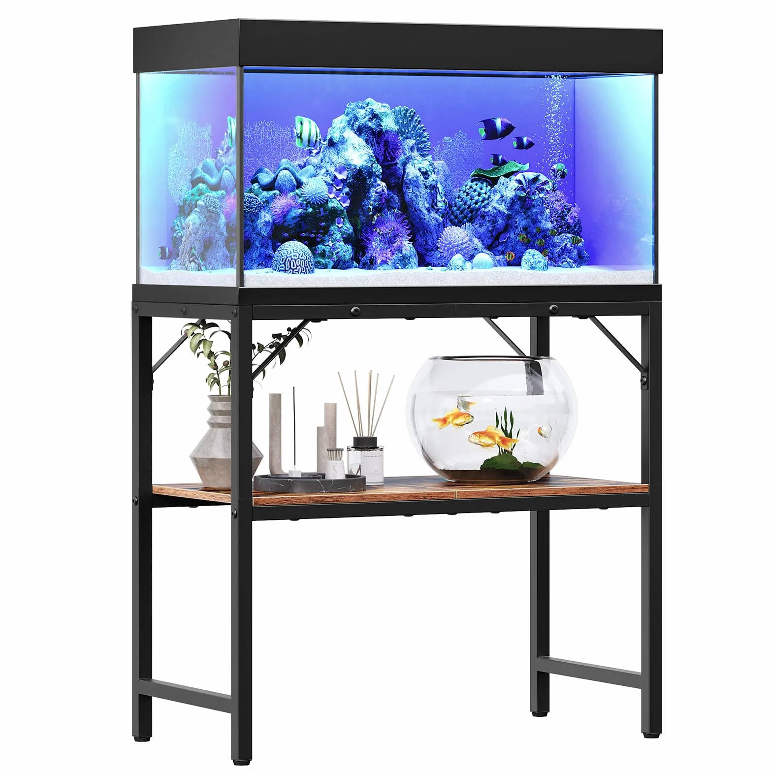 MAHANCRIS Support pour aquarium 30 gallons avec étagères 2 niveaux 76,2 cm L x 30 cm P