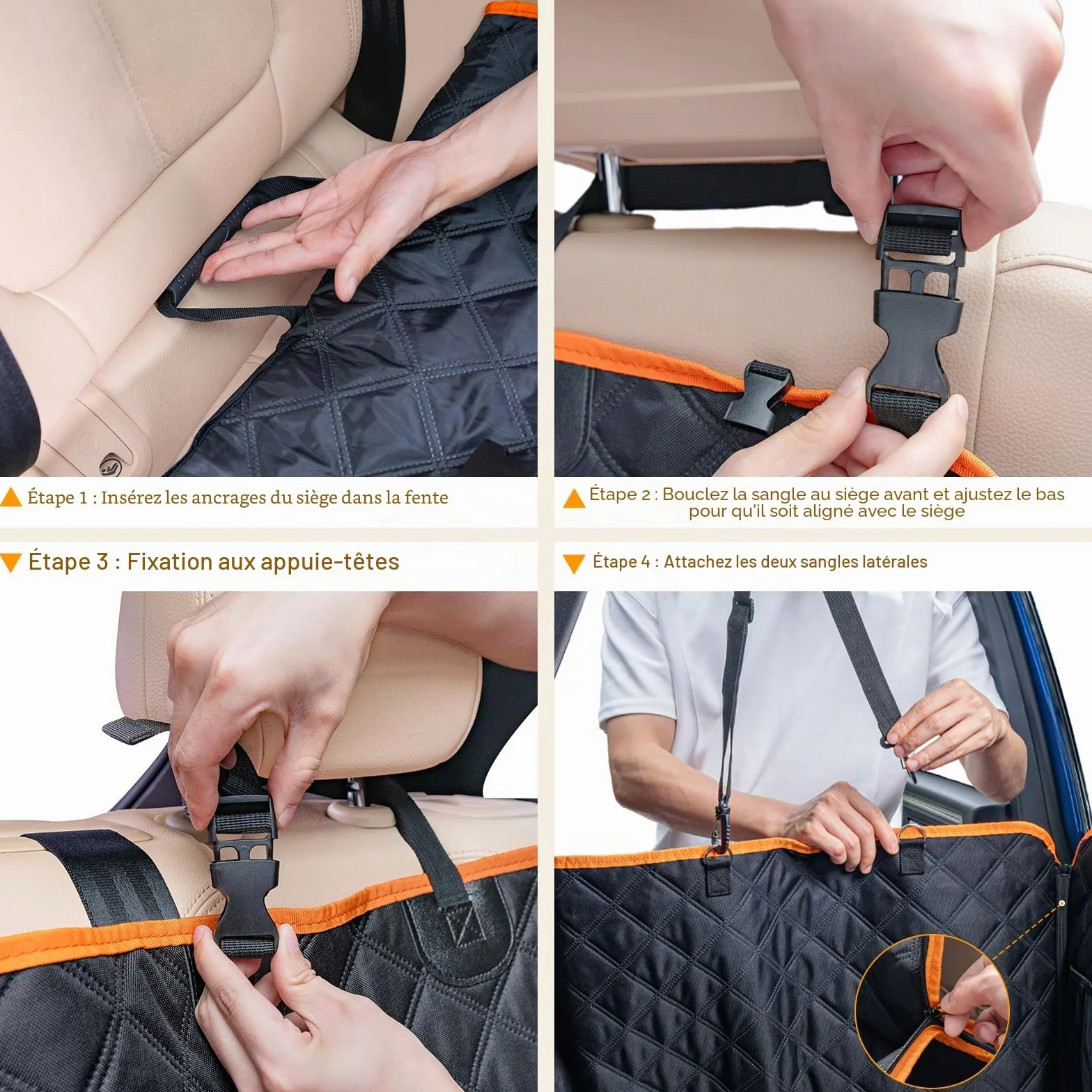 Housse Voiture Chien Pecute 132x62 cm Panneaux durs Support 150 kg Couverture Complète Siège Arrière