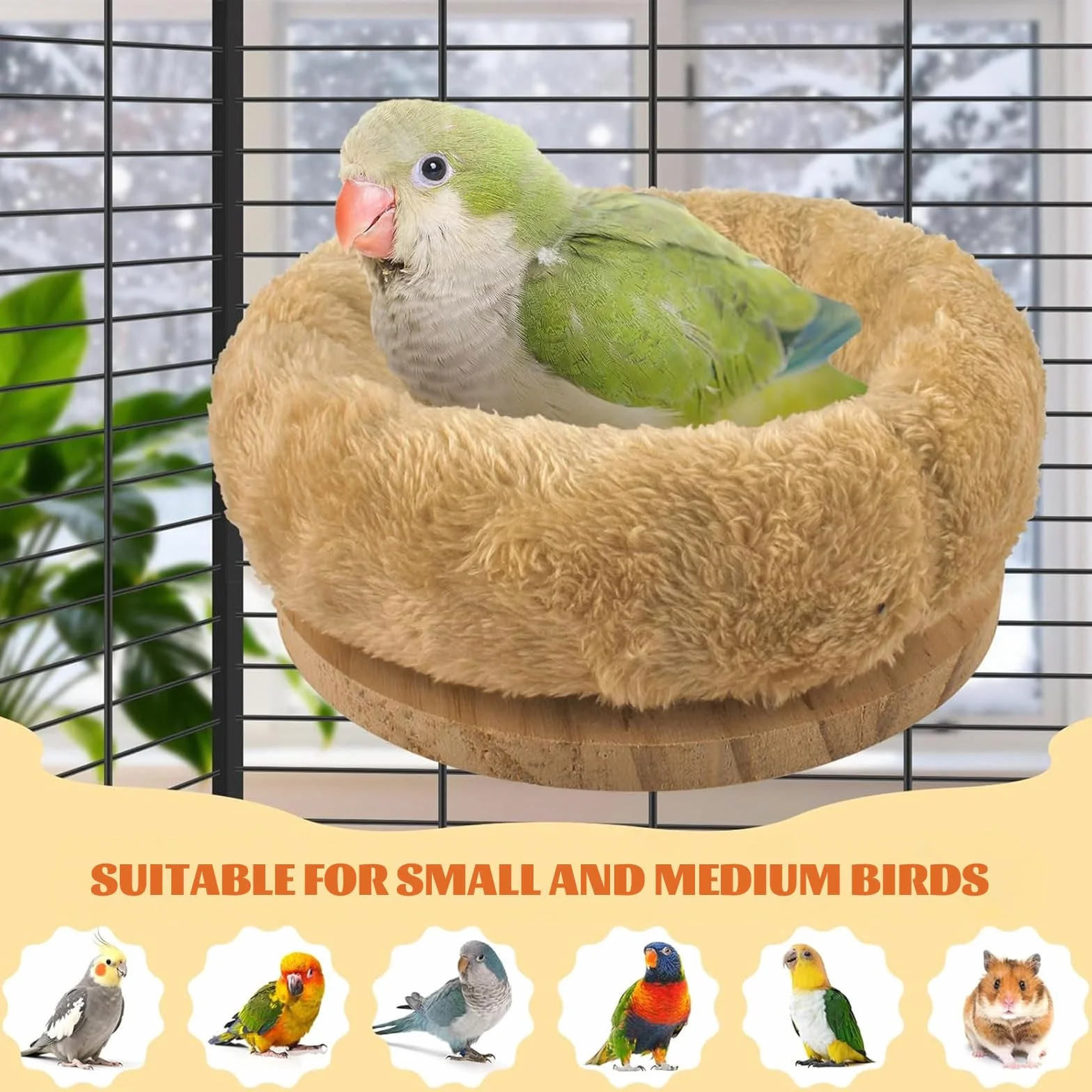 Hamac en peluche amovible Nid d'oiseau taille moyenne pour perruches calopsittes conures hamster