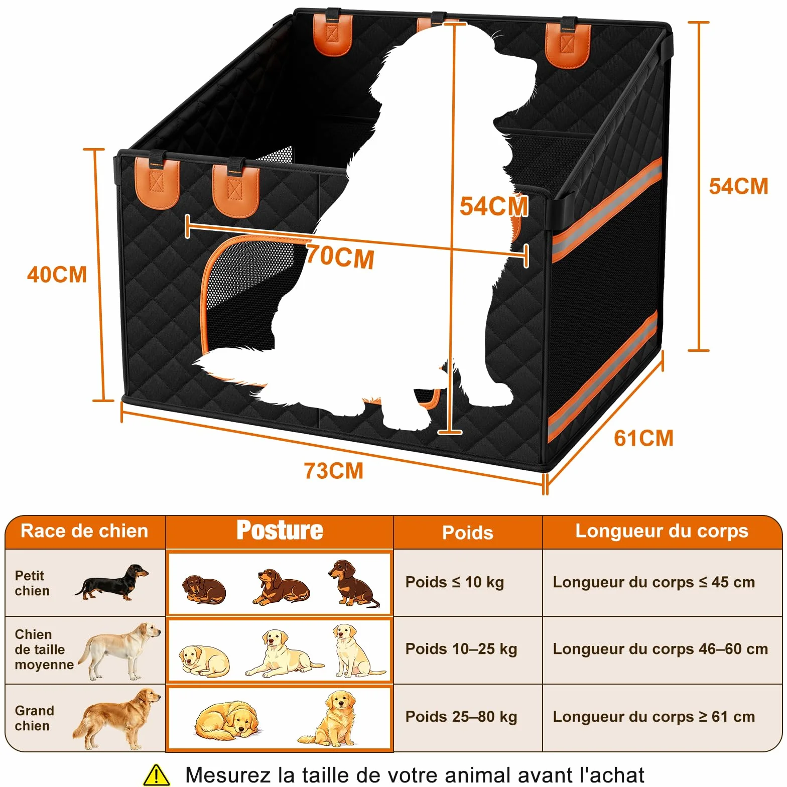 XBEN Siège Auto Chien Extra Stable 50% Espace Panier Voiture avec Fenêtres Filet Transport Arrière 68 KG