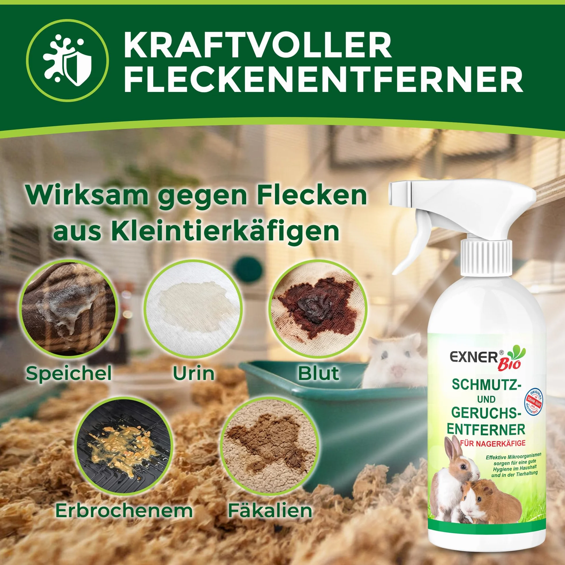 Anti-odeur et saleté pour cages rongeurs 500 ml vaporisateur micro-organismes naturel
