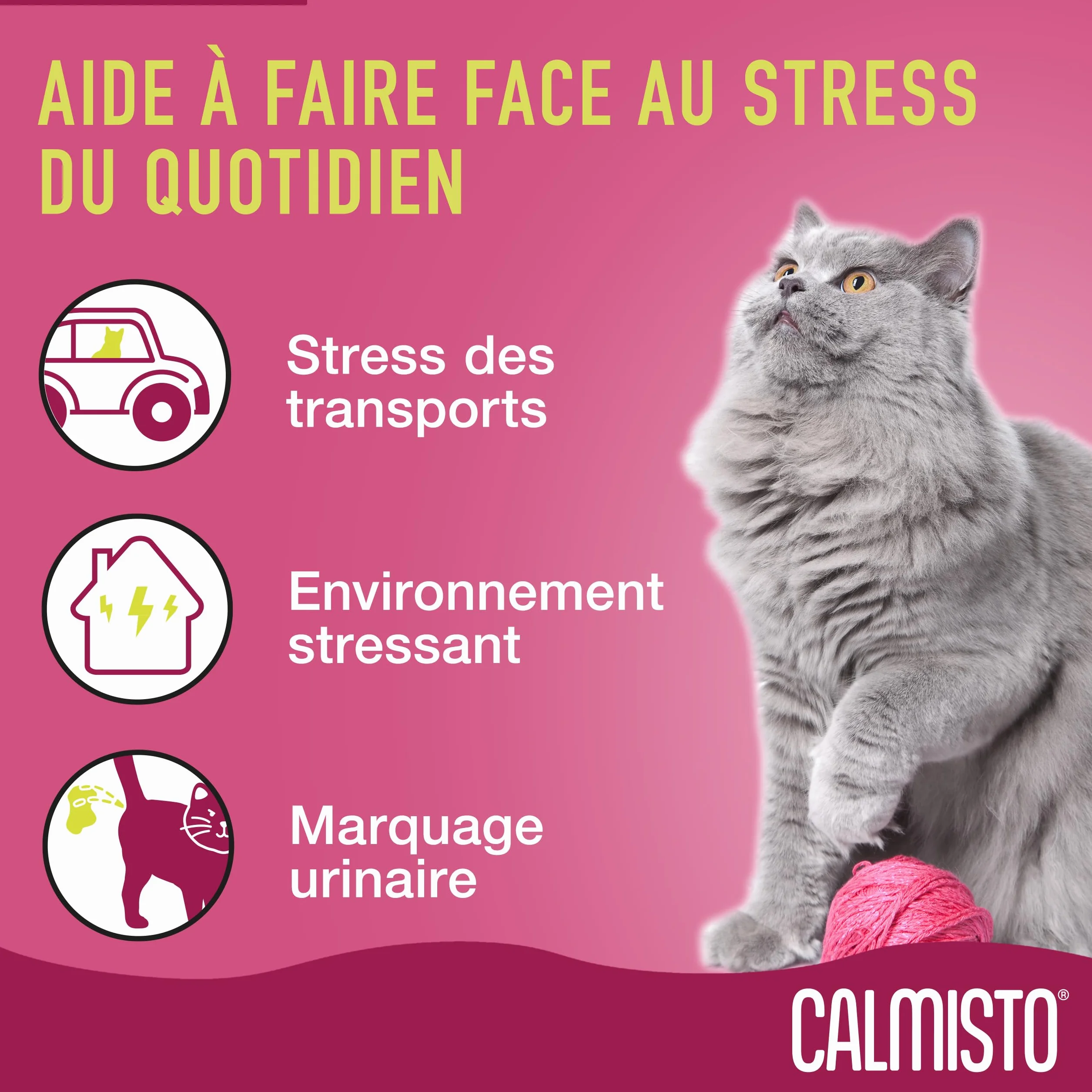 Spray Calmisto Anti-Stress pour Chat 75 ML à Base d'intéromone et de Lavande