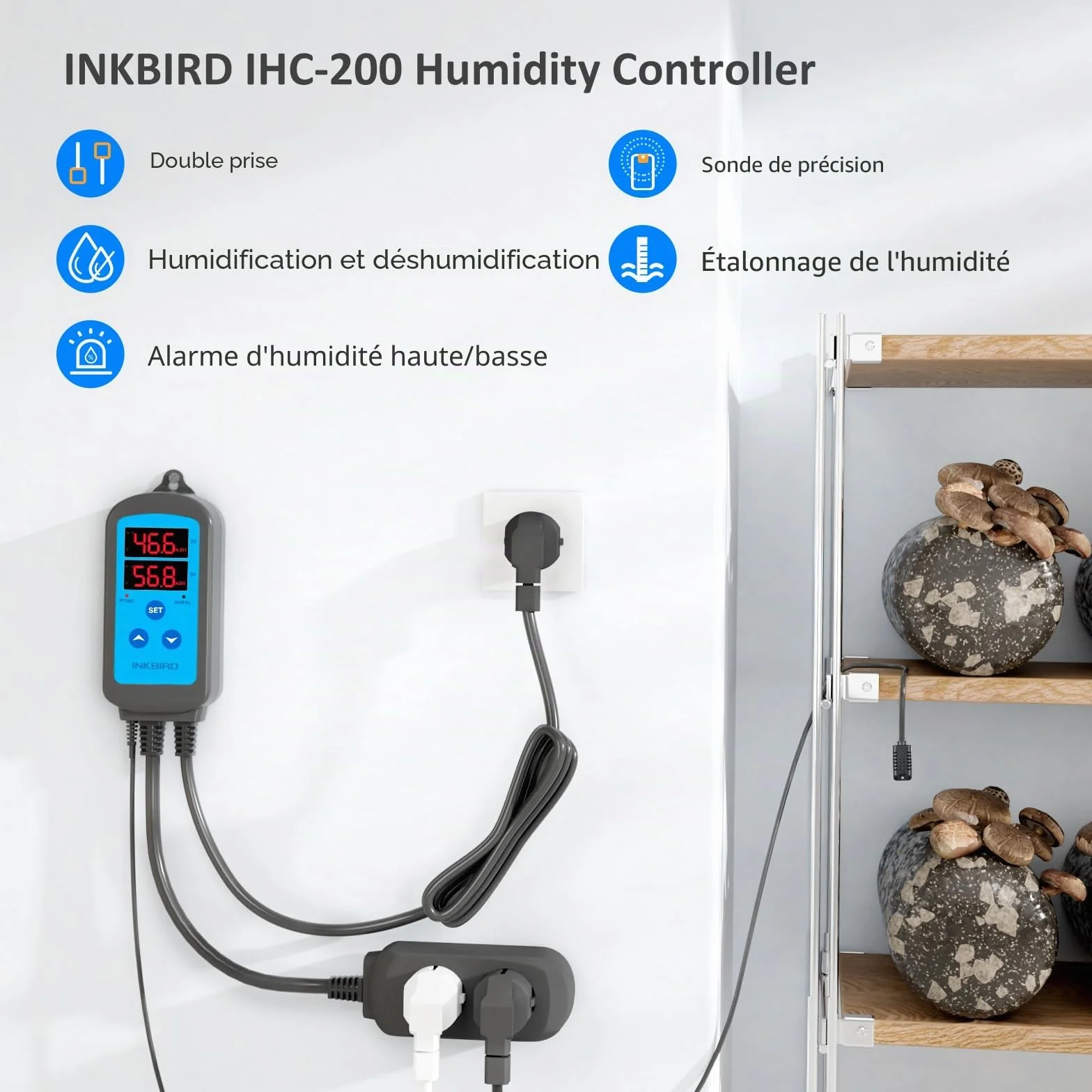 Inkbird Prise Hygrostat Contrôleur Humidité pour Humidificateur Déshumidificateur Reptile Terrarium