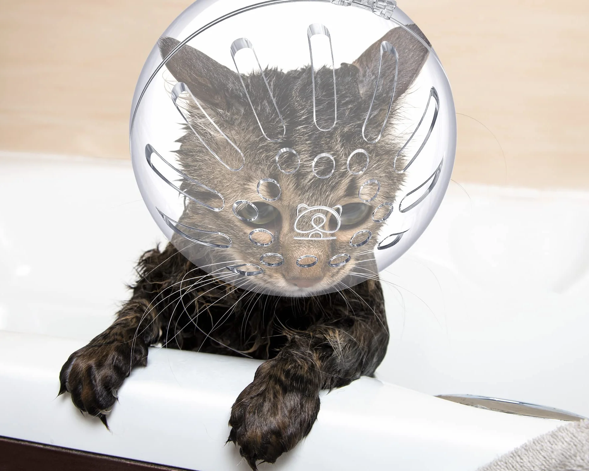 Muselière pour Chat avec Capuche Réglable et Couvre-Pattes, Anti-Morsure et Anti-Rayures en Silicone (Taille M)