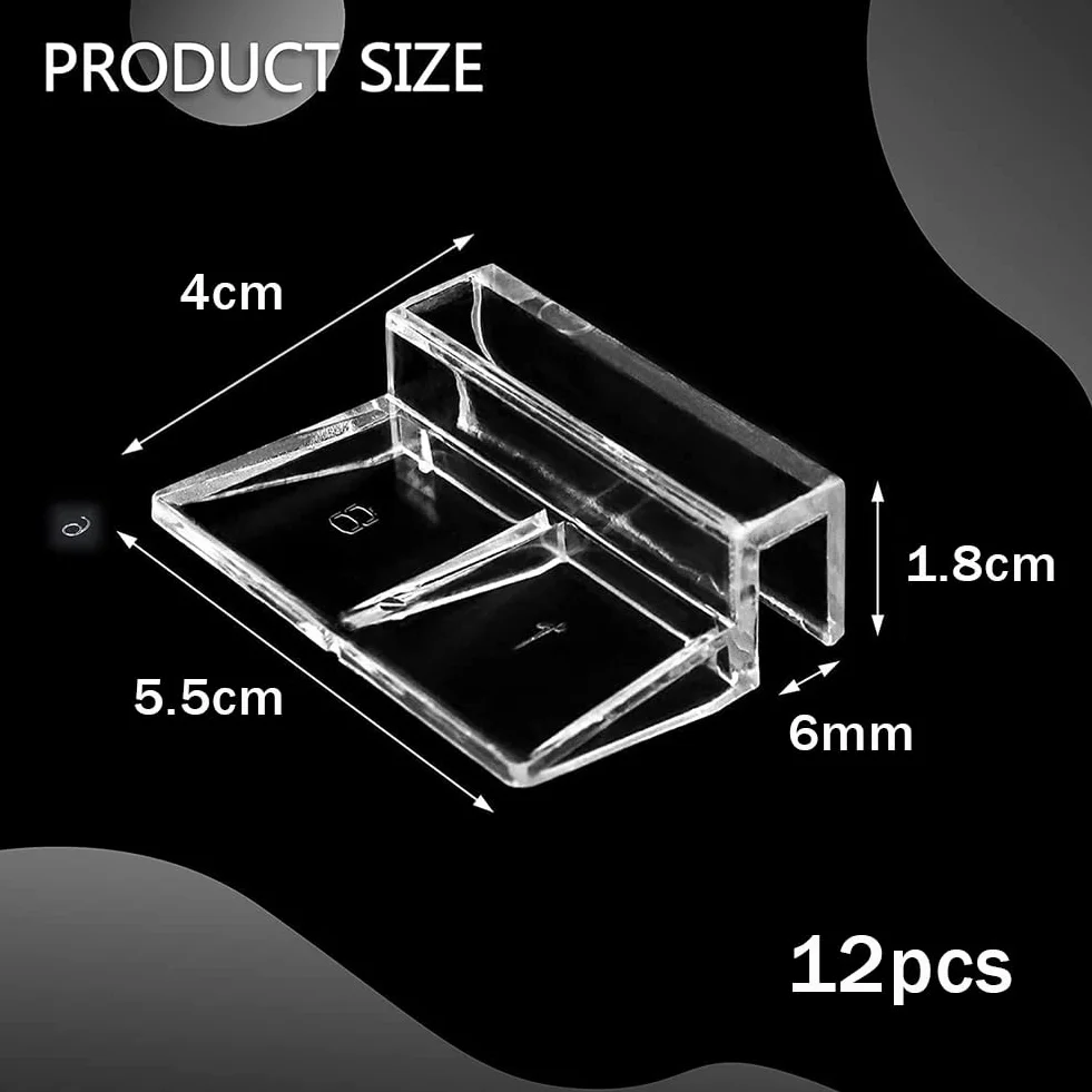 Clips de Couvercle d'Aquarium Acrylique 6mm Lot de 12