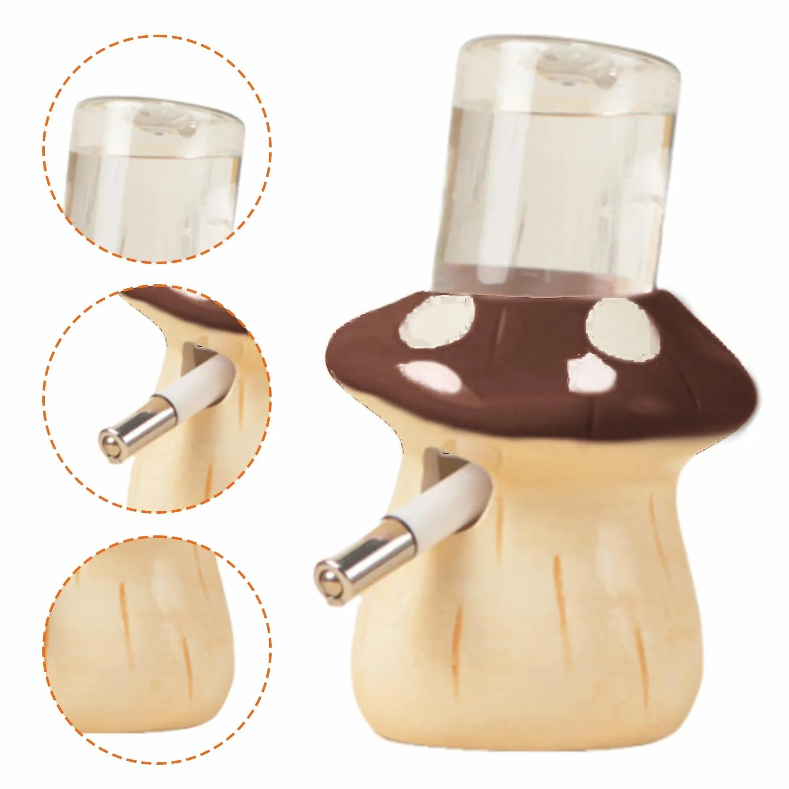 Sharplace Bouteille d'eau pour Hamster en Céramique à Motifs, Distributeur pour Petits Animaux, Brun