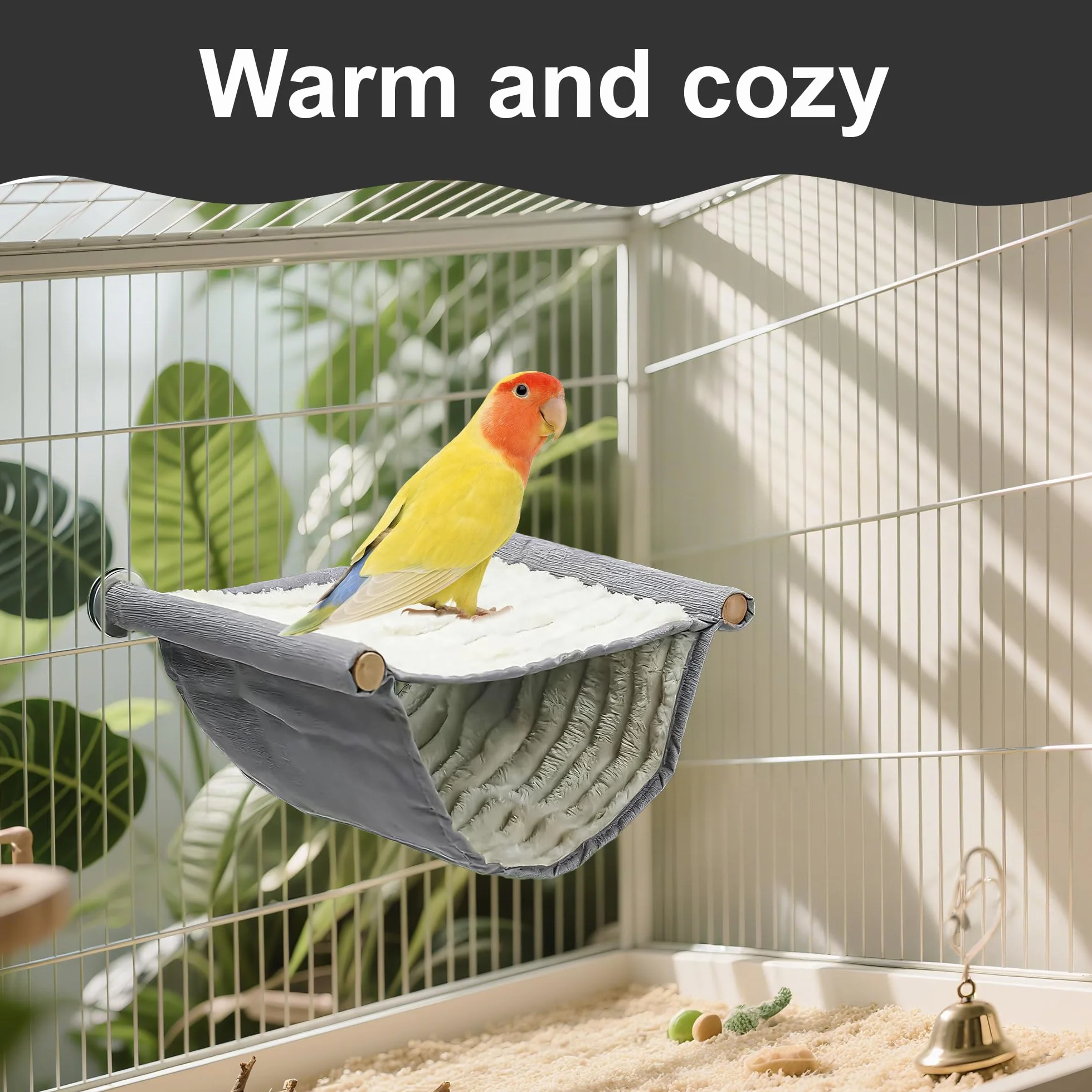 Hamac pour oiseaux Nid d'oiseau chaud hiver Accessoires perruches ondulées cage gris