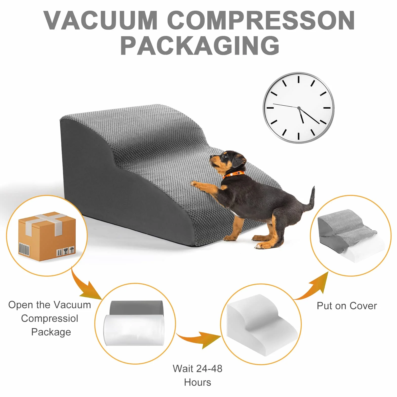 Lannvan Escalier pour Chien 2 Marches - Escaliers Animaux Éponge - Rampe Chien Chat Housse Tissu Amovible Lavable