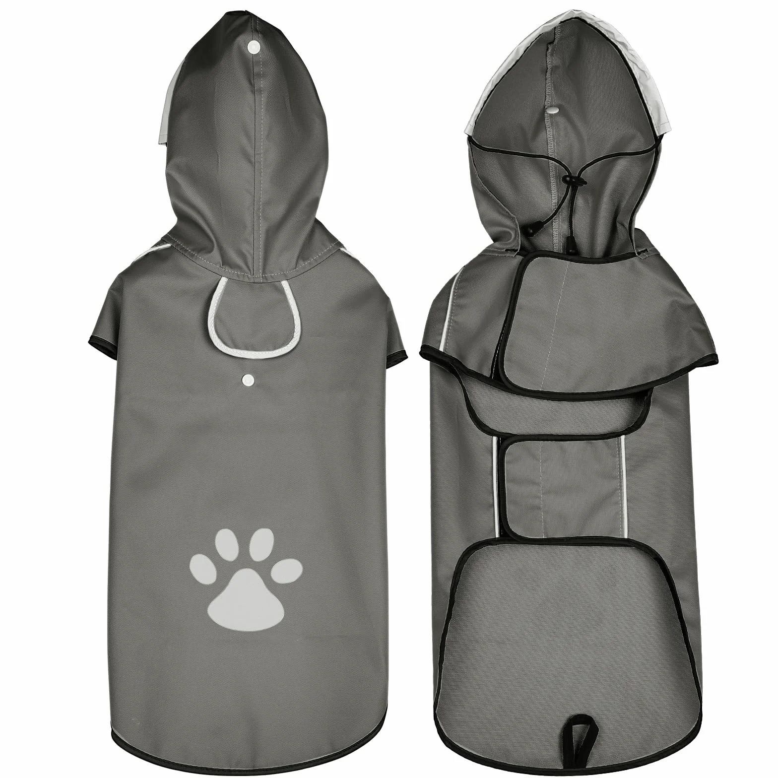 Manteau de Pluie pour Chien Impermeable Étanche Coupe-Vent Réglable avec Capuchon Taille L