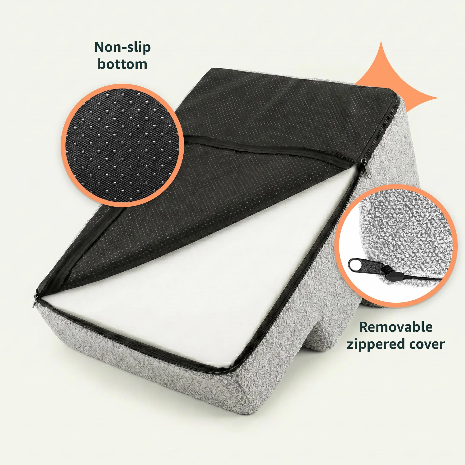 Murando Escalier pour Chien 3 Marches 30 cm Housse Amovible Lavable Mousse Rampe Bouclé Gris