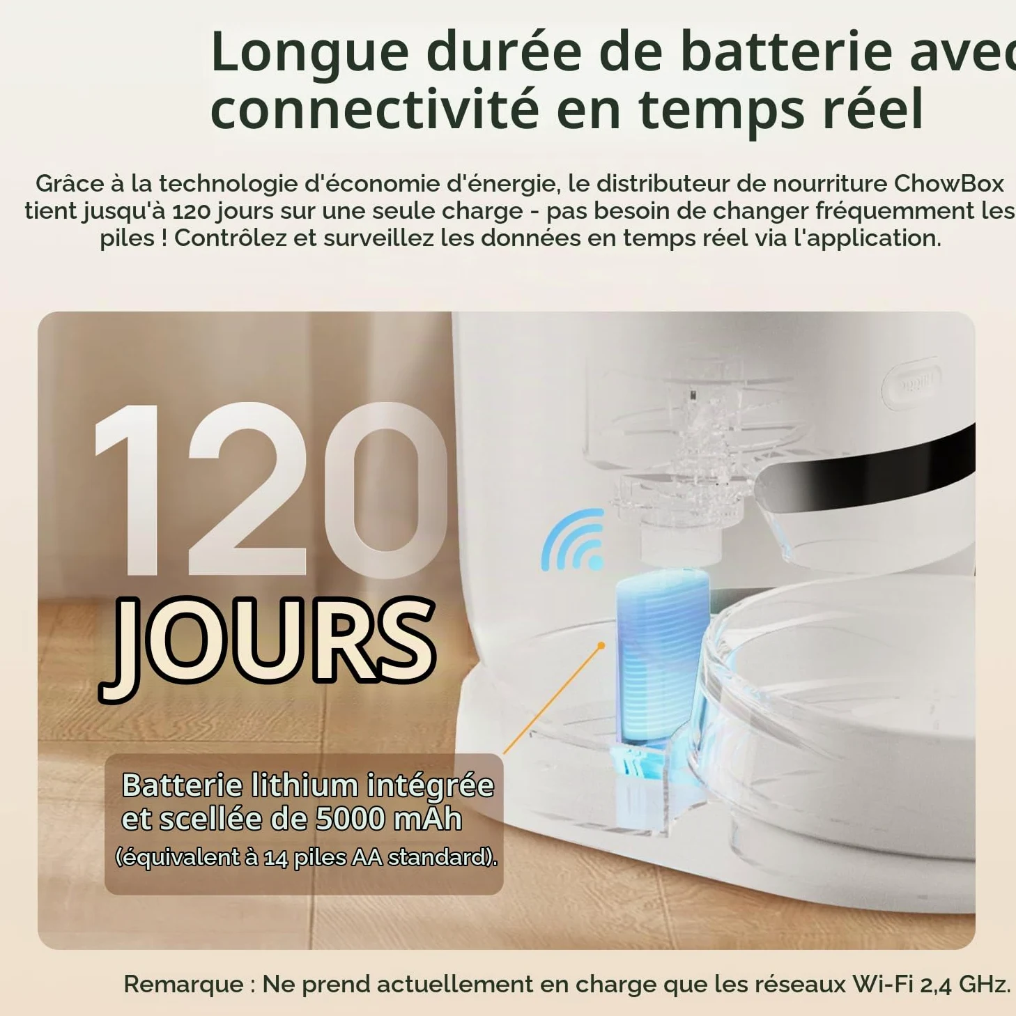 Distributeur Croquettes Chat Automatique,2.4G WiFi,4.3L Distributeur Automatique de Croquettes Chien avec APP,Plan d'alimentation AI,Bol en céramique - Blanc