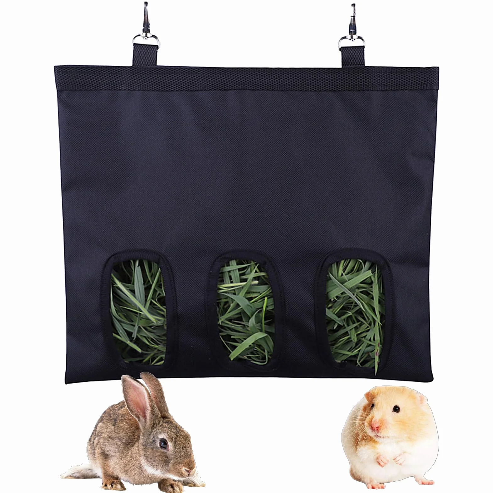 Mangeoire à Foin pour Lapin, Cochon d'Inde, Hamster - Sac de Rangement Lavable Suspendu Automatique (3 Ouvertures)