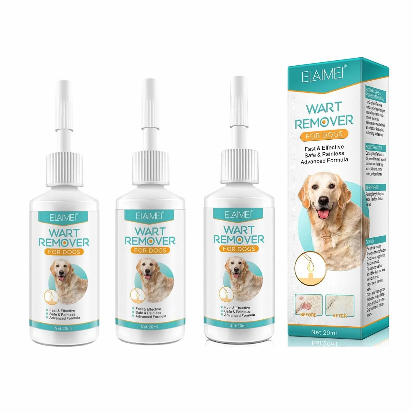 Lot de 3 éliminateurs de verrues pour chien 20 ml