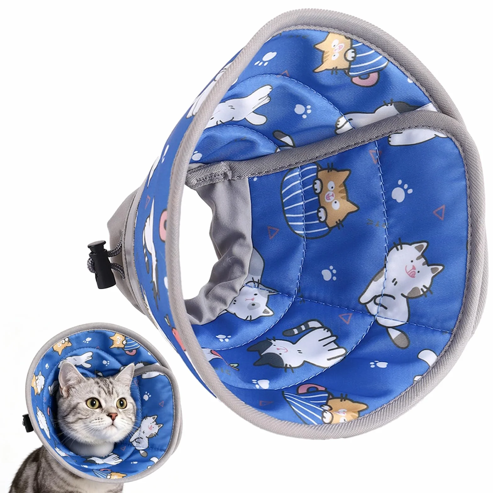 Colerette Chat Anti Léchage Réglable Souple Doux Collier Élisabeth Cône Récupération Chiots Petits Chiens (M)