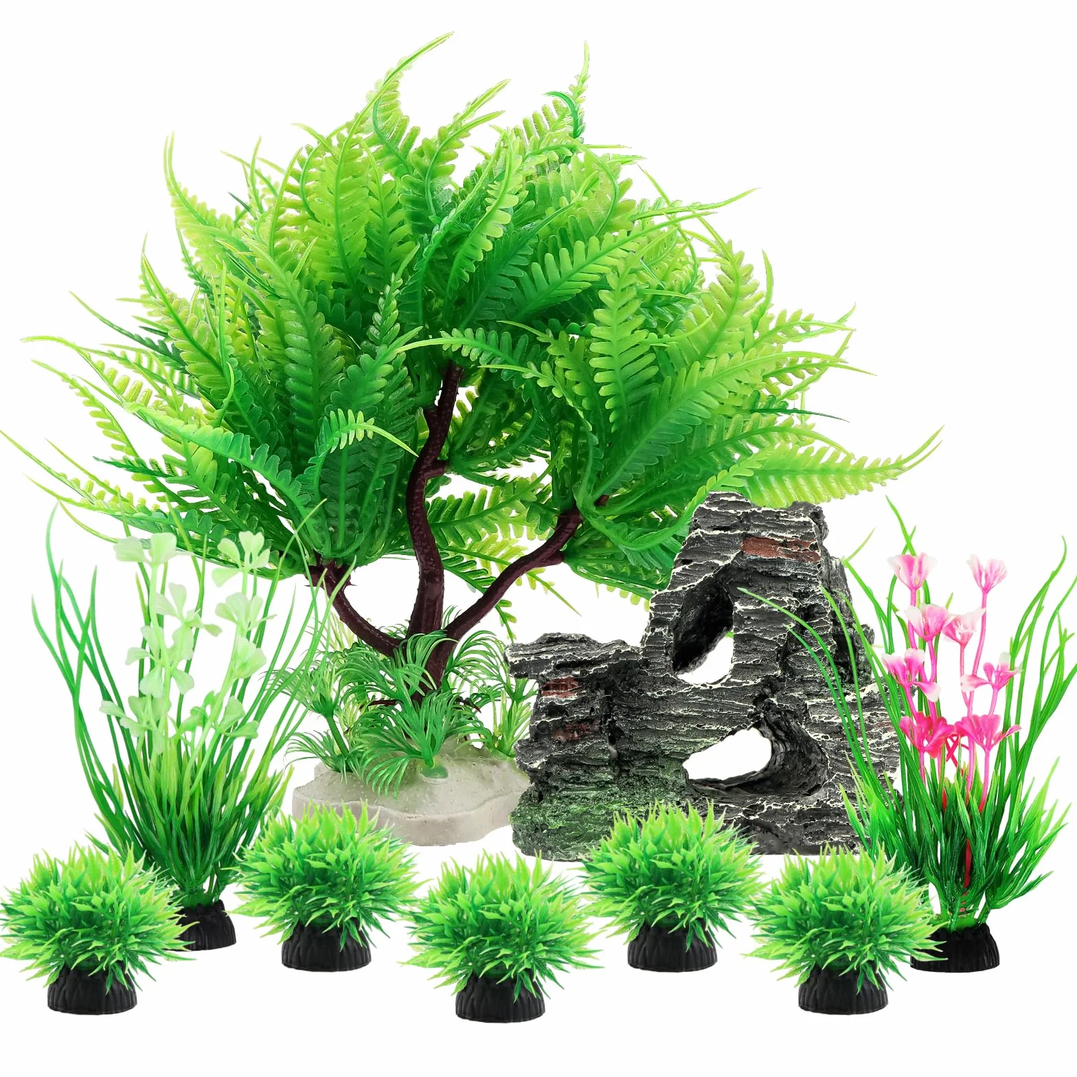 QUOZUO 9 Pièces Décoration Aquarium Plastique Rocher Polyrésine Grotte