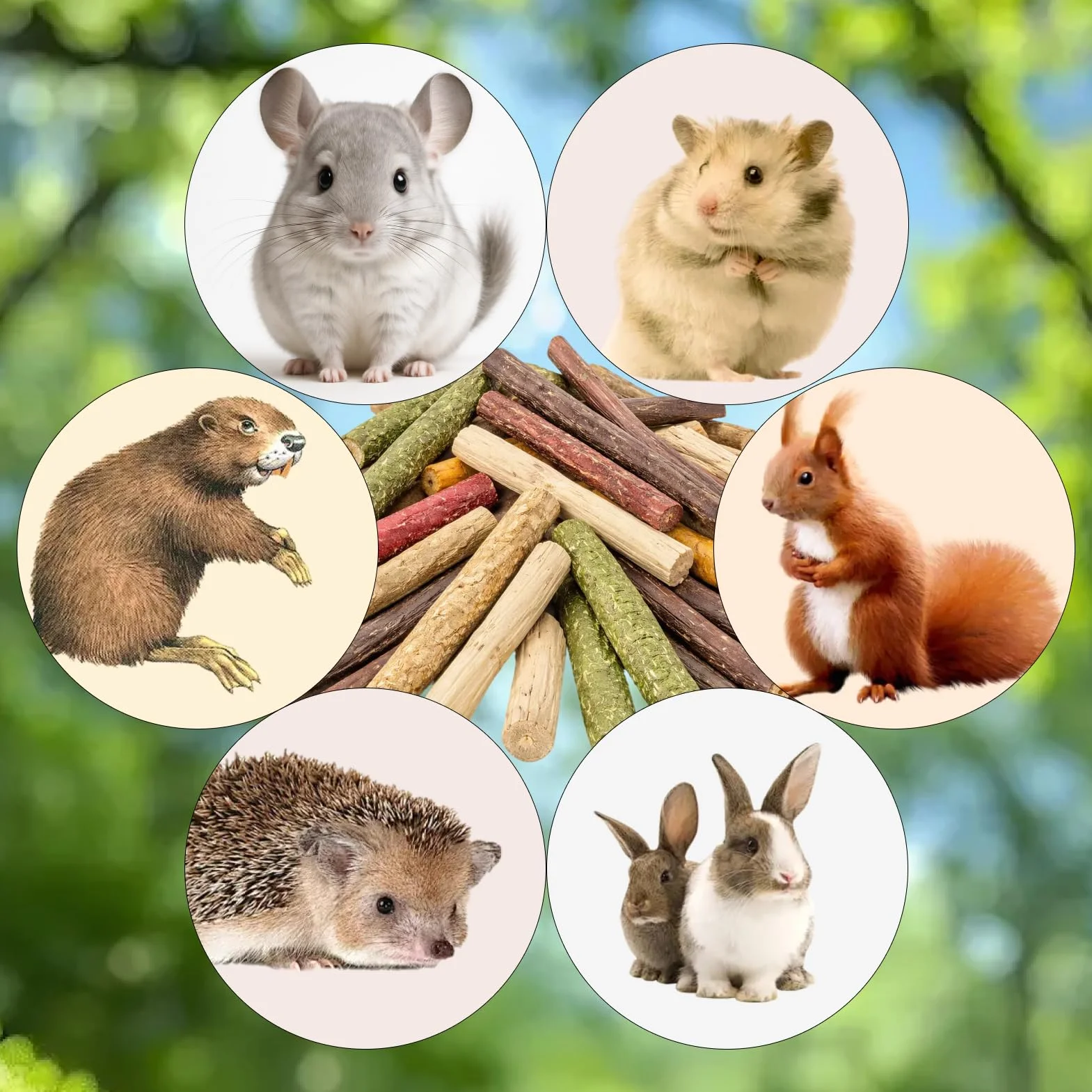 Baton de Pommier Foin Timothy Bambou Lapin 500g Naturelle Bâton de Dentition pour Animaux