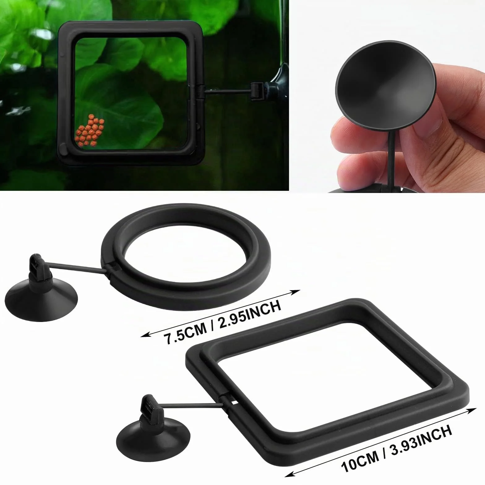 Anneau de Nourriture pour Poissons 2 pièces Distributeur Aquarium Accessoires Tortue Cercle Guppy Bettas Noir
