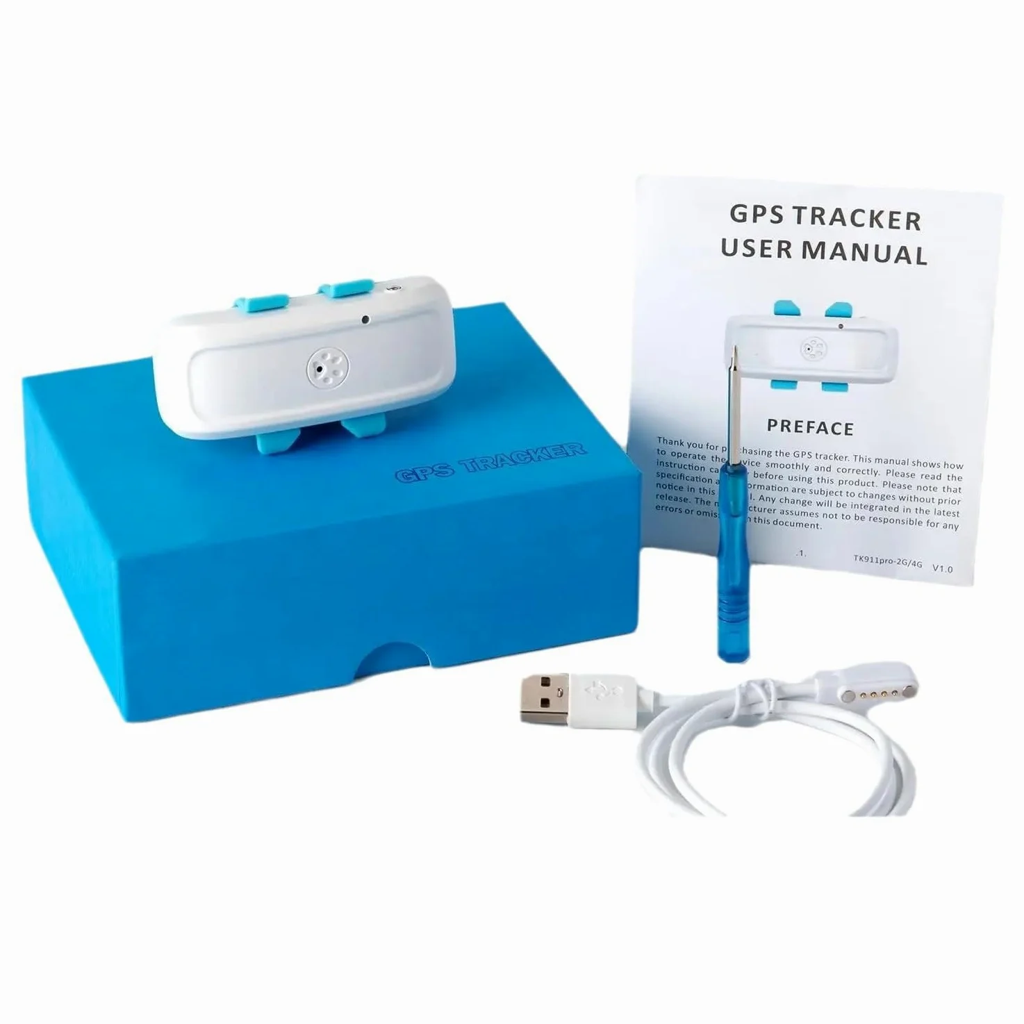 4G TK911 Pro Traqueur GPS sans fil étanche pour empêcher les chiens de se perdre