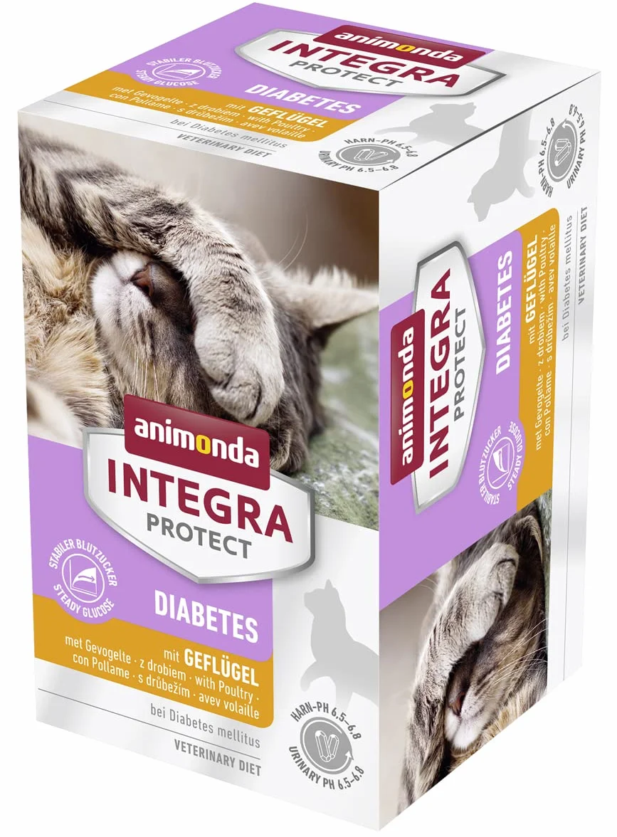 animonda INTEGRA PROTECT Nourriture pour chat humide diabète volaille (6 x 100 g), recommandée par le vétérinaire en cas de diabète sucré, aliment diététique développé avec des vétérinaires pour chats