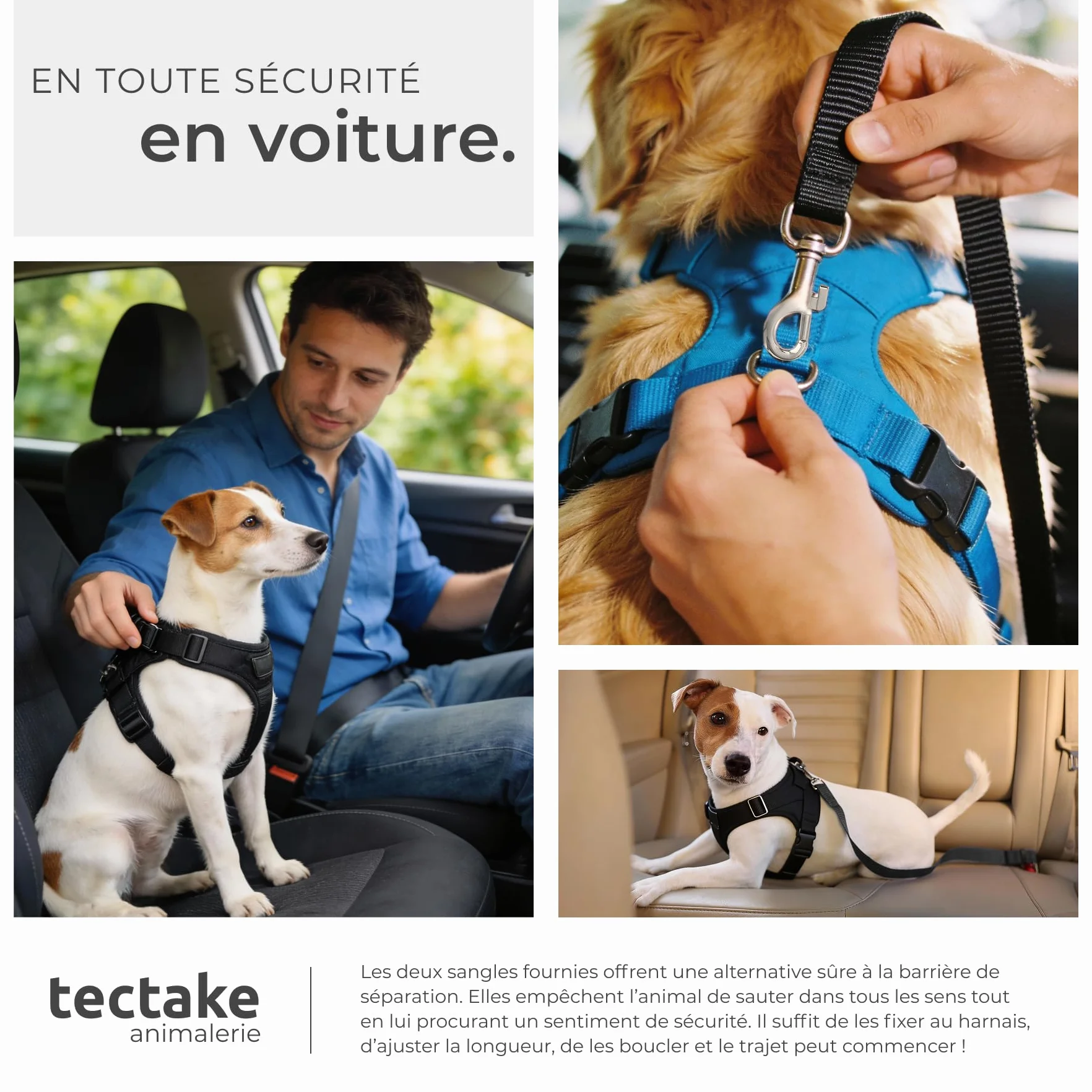 Tectake Barriere de securite Universelle pour Chien Voiture Grille Protection reglable 91,5-154 cm
