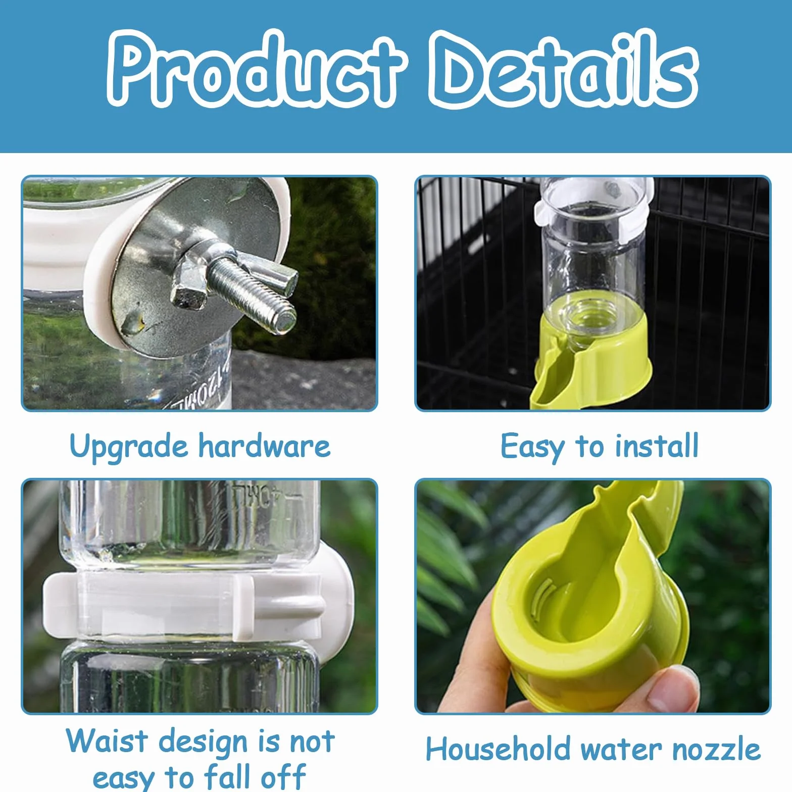 Lot de 3 abreuvoirs pour oiseaux - Distributeur d'eau automatique pour cage - 140 ml
